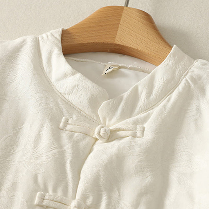 Buddha Stones Women's Solid Color Frog-Button Design Long Sleeve Cotton Jacket With Pockets - image 7