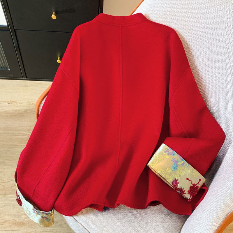 Buddha Stones Winter Embroidery Buttons Design Long Sleeve Women's Cotton Jacket With Pockets - image 2