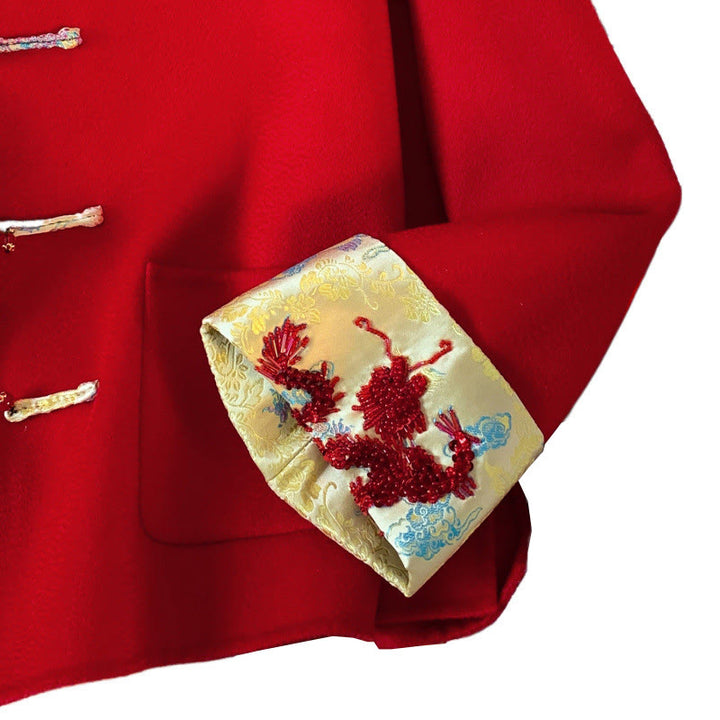 Buddha Stones Winter Embroidery Buttons Design Long Sleeve Women's Cotton Jacket With Pockets - image 11