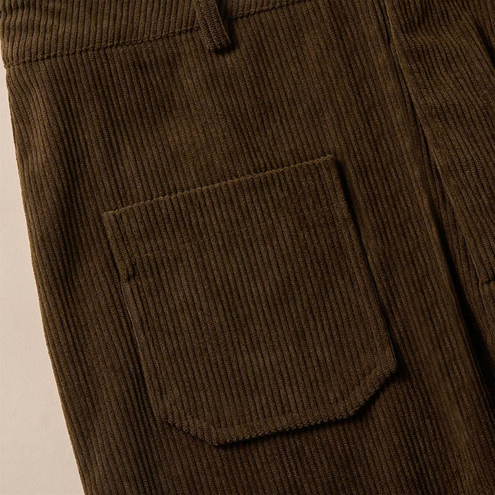 Buddha Stones Plain Corduroy Polyester Women's Buttons Wide Leg Pants With Pockets - image 2