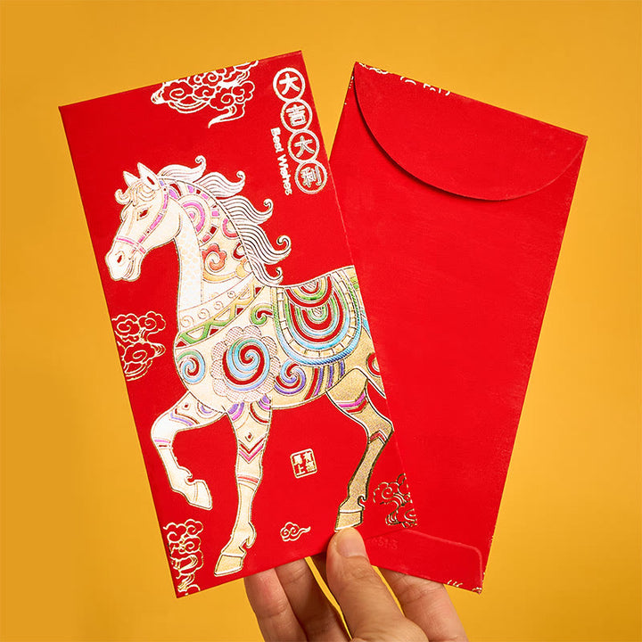 Buddha Stones 6Pcs Chinese Red Envelope Year of the Horse Lucky Money Envelopes 2026 New Year - image 3