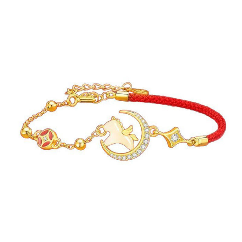 Buddha Stones Hetian Jade Year Of The Horse 925 Sterling Silver Zircon Abundance Red Rope Bracelet - image 12