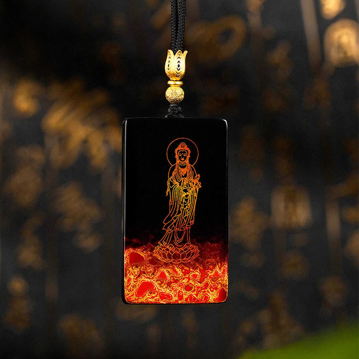 Buddha Stones Chinese Zodiac Natal Buddha Fu Character Lacquer Craft Sandalwood Pendant Necklace - Horse-Mahasattva Bodhisattva - image 14