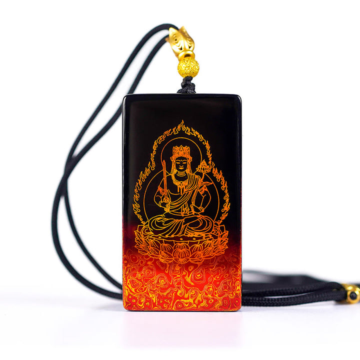 Buddha Stones Chinese Zodiac Natal Buddha Fu Character Lacquer Craft Sandalwood Pendant Necklace - image 9