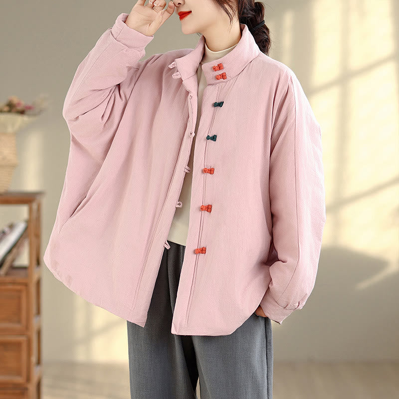 Buddha Stones Women's Winter Chinese Frog-Button Long Sleeve Cotton Thicken Jacket With Pockets - image 1
