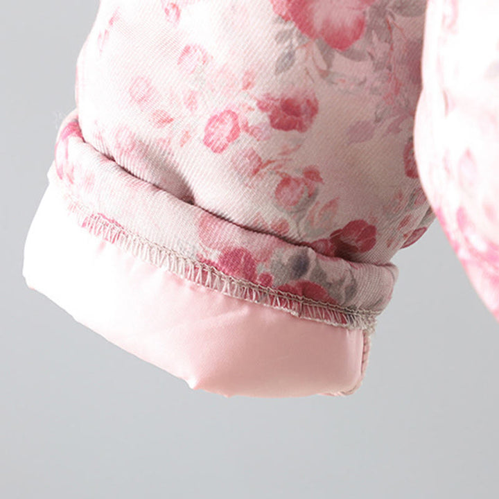 Buddha Stones Women's Commute LightPink Printing Floral Frog-buttons Cotton Long Sleeve Jacket - image 7