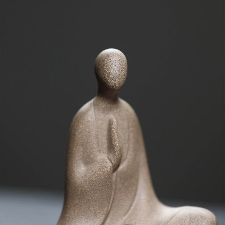 Buddha Stones Formless Buddha Prayering Ceramic Statue Zen Home Decoration 5*2.5*5.3cm - image 3