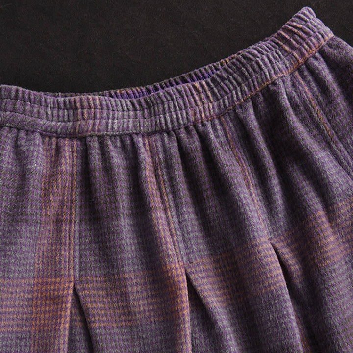 Buddha Stones Women's Winter Plaid Pattern Cotton Thermal 7-8 Length Skirt With Pockets - image 7