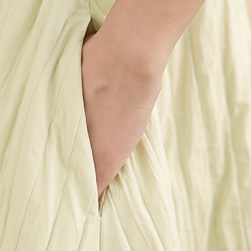 Buddha Stones Plain Pleats Design Elastic Waist Women's Thermal Skirt With Pockets - image 16