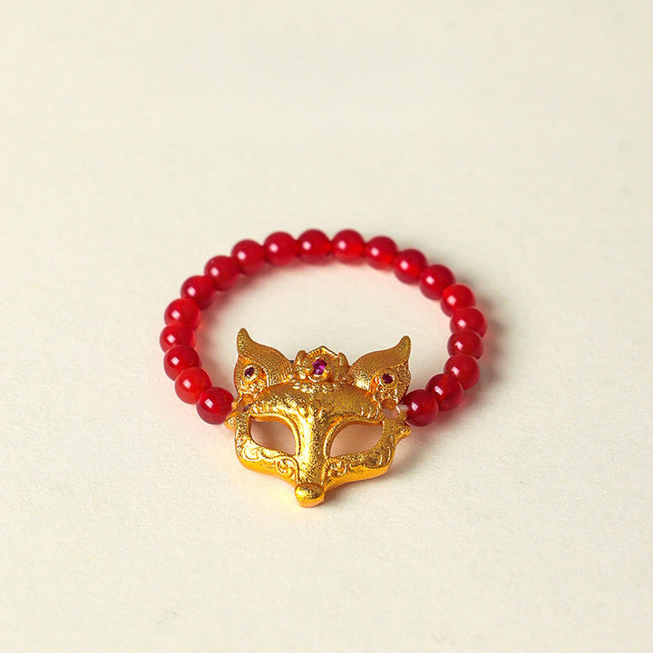 Buddha Stones Nine Tailed Fox South Red Agate Success Bracelet - South Red Agate Ring - image 10