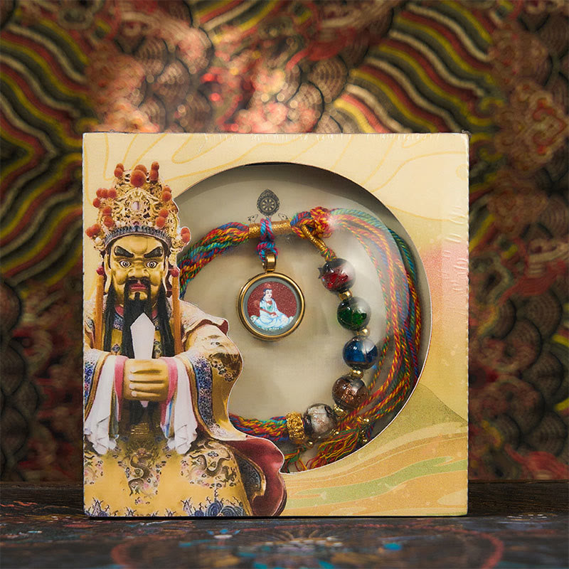 Buddha Stones Thangka Chinese Zodiac Natal Buddha Cinnabar Blessing String Bracelet - Rat-Thousand-armed Avalokitesvara - image 1