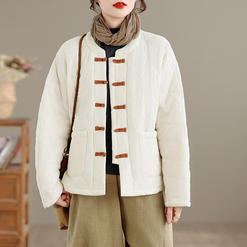 Buddha Stones Women's Plain Cotton-padded Tai Chi Zen Long Sleeve Jacket With Pockets - image 20