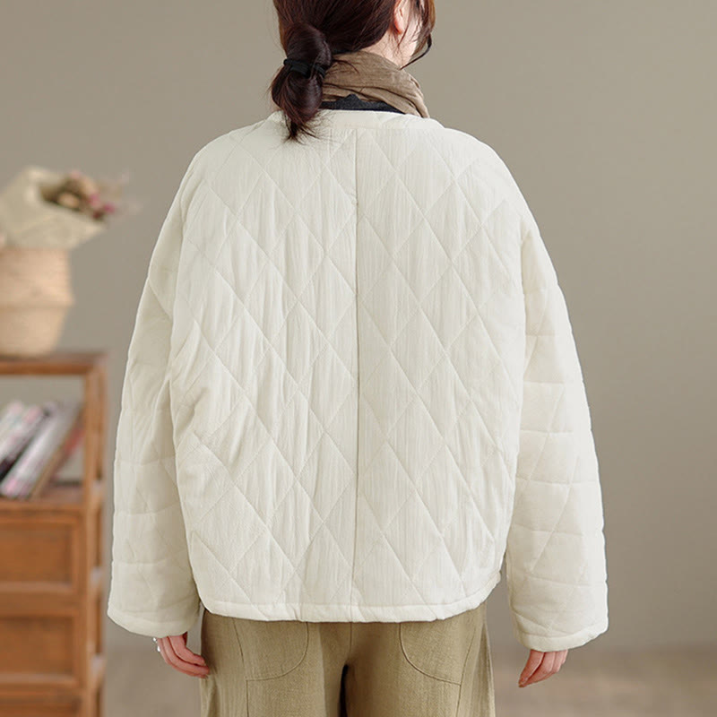 Buddha Stones Women's Plain Cotton-padded Tai Chi Zen Long Sleeve Jacket With Pockets - image 19