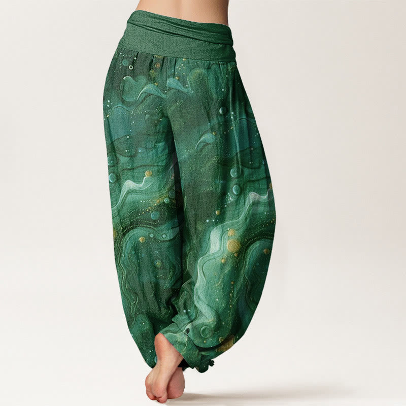 Buddha Stones Cotton Oceanic Golde Star Pattern Women's Elastic Waist Harem Pants - image 8