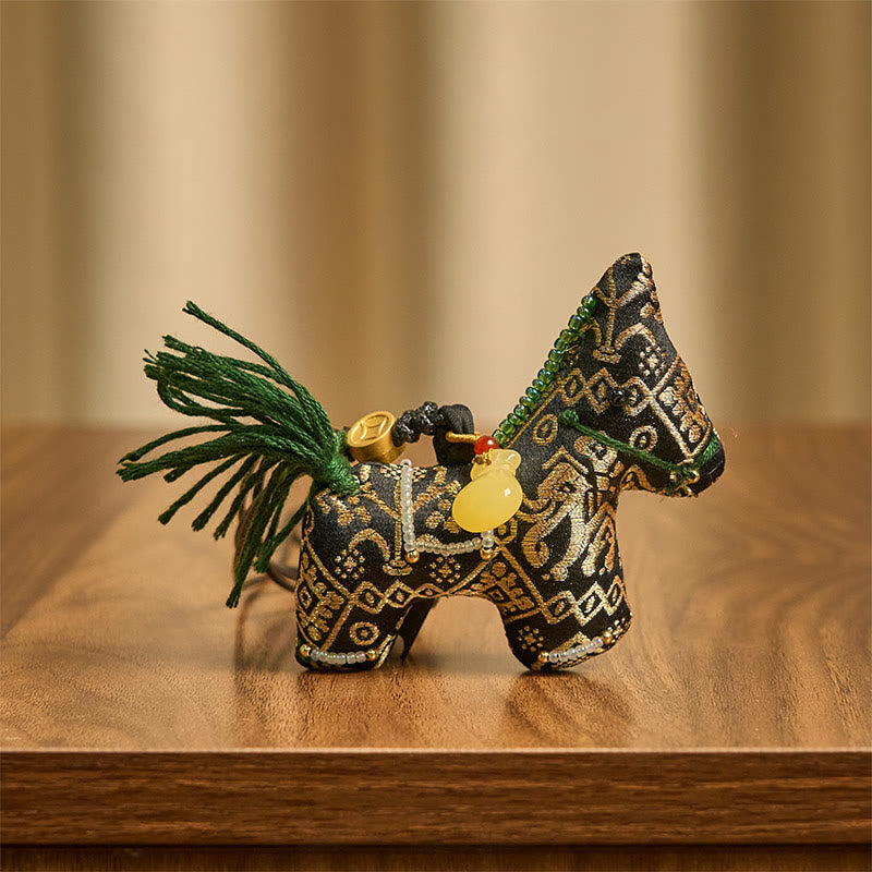 Buddha Stones Year of the Horse Zhuang Brocade Silk Wishes You Good Luck Hanging Decoration - image 3