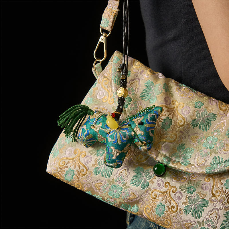 Buddha Stones Year of the Horse Song Brocade Silk Four-sided Treasure Hanging Decoration - image 4