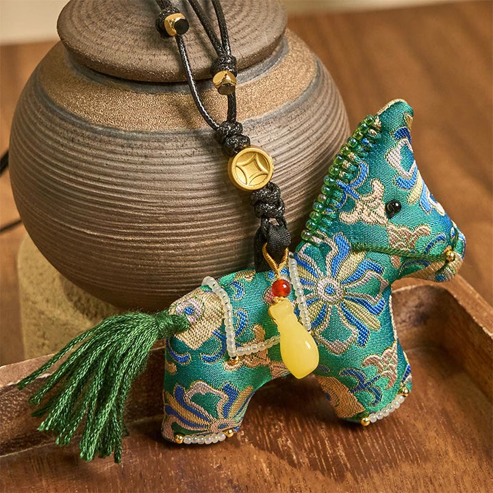 Buddha Stones Year of the Horse Song Brocade Silk Four-sided Treasure Hanging Decoration - Song Brocade Four-sided Treasure - image 0