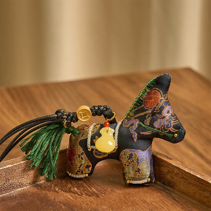 Buddha Stones Year of the Horse Song Brocade Silk Lily Pattern Hanging Decoration - image 2