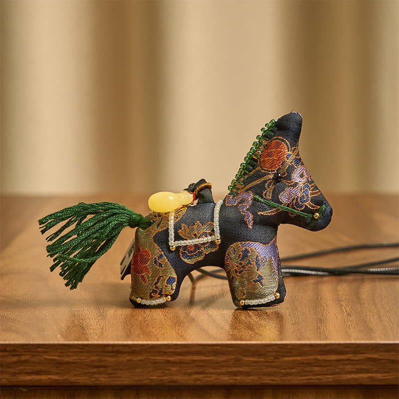 Buddha Stones Year of the Horse Song Brocade Silk Lily Pattern Hanging Decoration - image 3