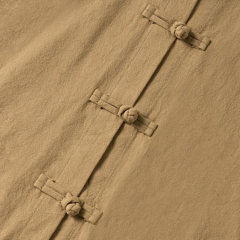 Buddha Stones Ethnic Frog-Button Long Sleeve Stand Collar Women's Cotton Shirt With Pockets - image 4