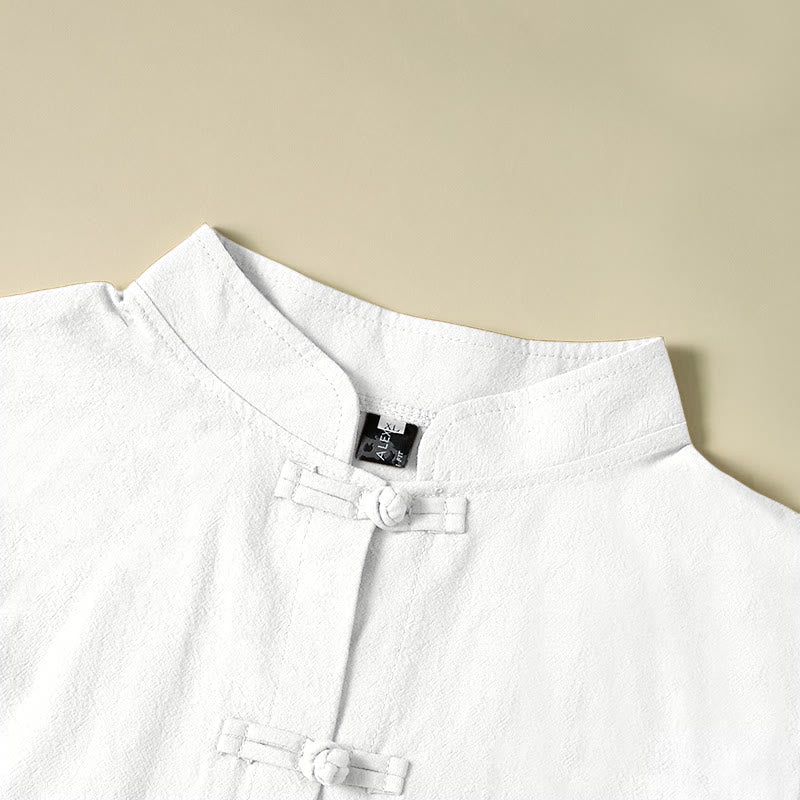 Buddha Stones Ethnic Frog-Button Long Sleeve Stand Collar Women's Cotton Shirt With Pockets - image 10