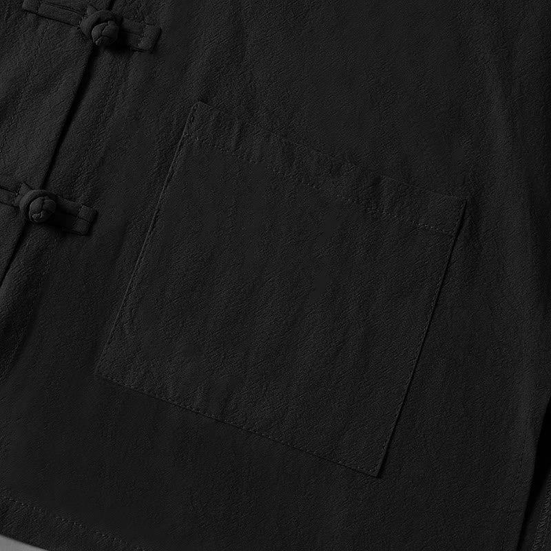 Buddha Stones Ethnic Frog-Button Long Sleeve Stand Collar Women's Cotton Shirt With Pockets - image 17