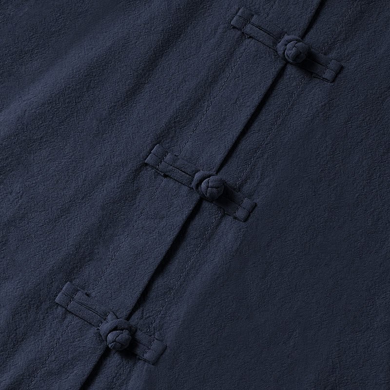 Buddha Stones Ethnic Frog-Button Long Sleeve Stand Collar Women's Cotton Shirt With Pockets - image 26