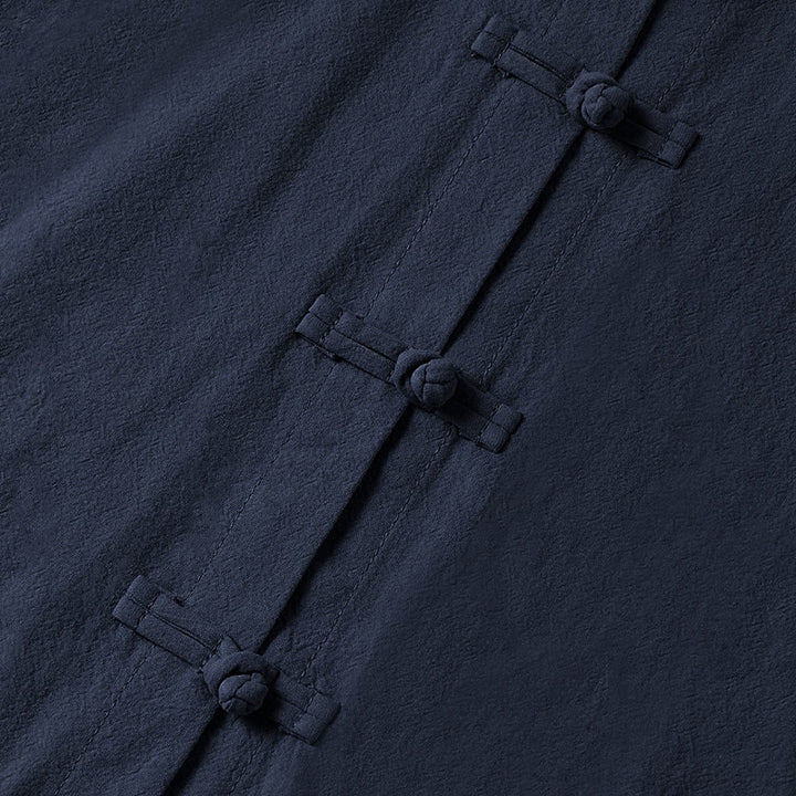 Buddha Stones Ethnic Frog-Button Long Sleeve Stand Collar Women's Cotton Shirt With Pockets - image 26