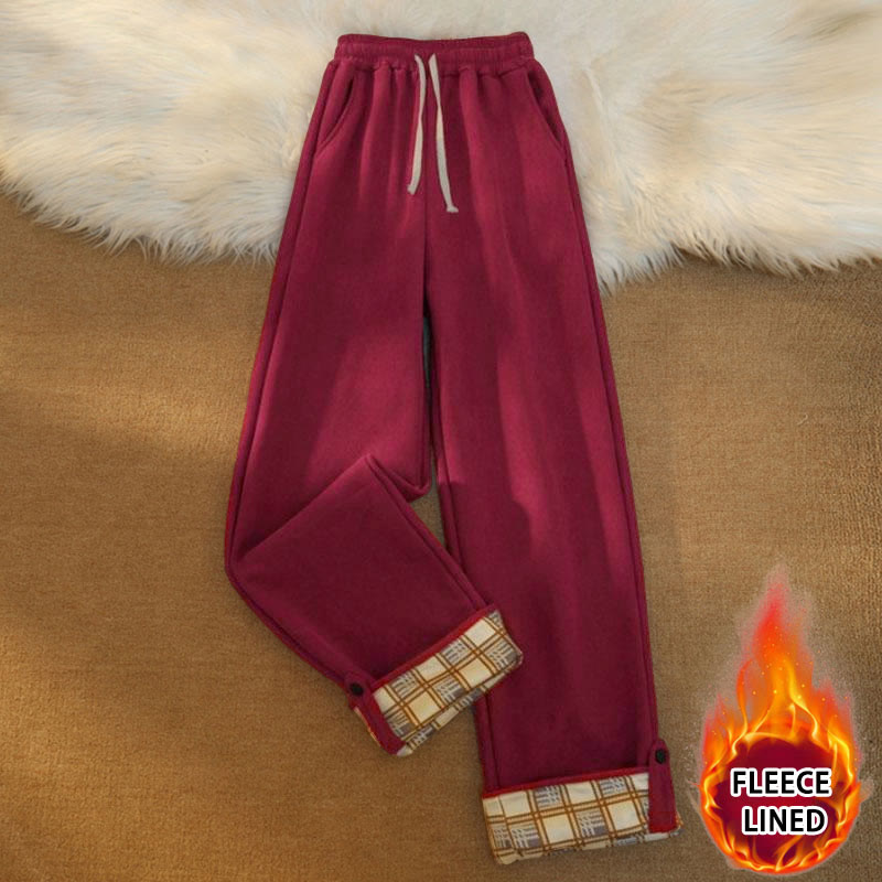 Buddha Stones Women's Patchwork Cotton Corduroy Fleece-Lined Wide Leg Pants With Pockets - DarkRed(Fleece Lined) - US18，UK/AU22，EU50 (6XL) - image 26