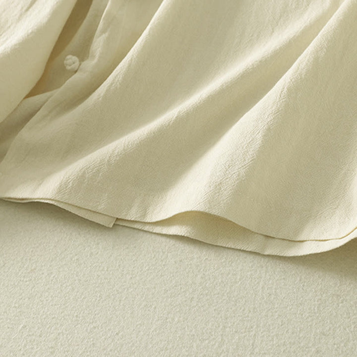 Buddha Stones Asymmetrical Front Frog-button Long Sleeve Women's Cotton Shirt - image 14