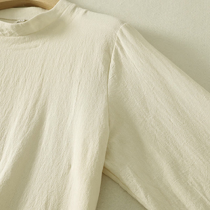 Buddha Stones Asymmetrical Front Frog-button Long Sleeve Women's Cotton Shirt - image 11