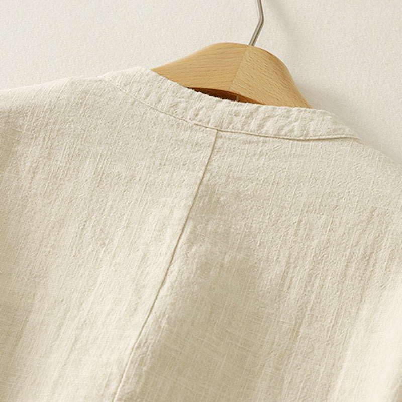 Buddha Stones Plain Chinese Frog-Button Long Sleeve Women's Cotton Zen Clothing Shirt - image 9