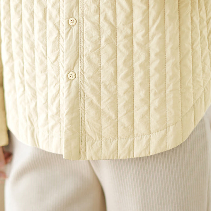 Buddha Stones Women's Stand Collar Simple Design Long Sleeve Thermal Cotton Jacket With Pocket - image 15