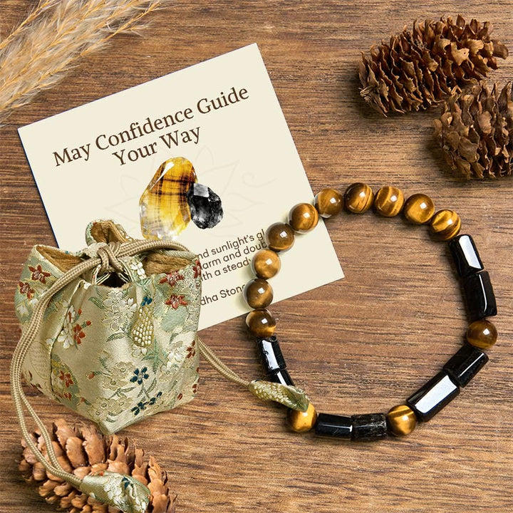 Buddha Stones "May Confidence Guide Your Way" Black Tourmaline Bracelet Includes Gift Message Card - Black Tourmaline&Tiger Eye - Deluxe Gift Bag (+$9.59) - image 7