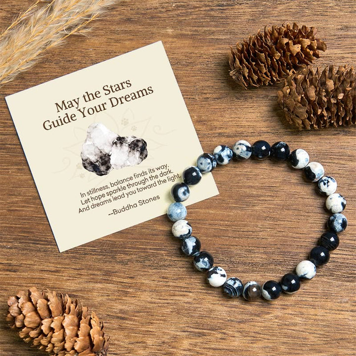 Buddha Stones "May the Stars Guide Your Dreams" Orca Agate Bracelet Includes Gift Message Card - Orca Agate(Wrist Circumference: 14-16cm) - Standard Gift Box - image 0