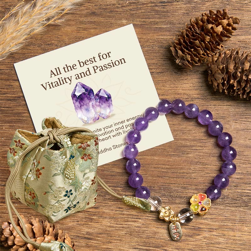 Buddha Stones "All the best for Calm and Wisdom" Amethyst Safe Bracelet Includes Gift Message Card - Amethyst(Wrist Circumference: 14-17cm) - Deluxe Gift Bag (+$9.59) - image 8