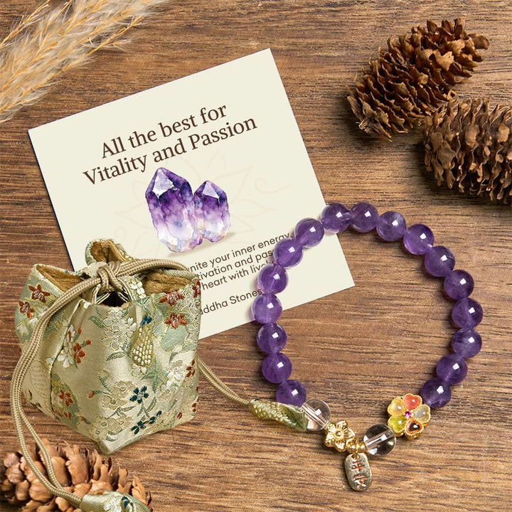Buddha Stones "All the best for Calm and Wisdom" Amethyst Safe Bracelet Includes Gift Message Card - Amethyst(Wrist Circumference: 14-17cm) - Deluxe Gift Bag (+$9.59) - image 8