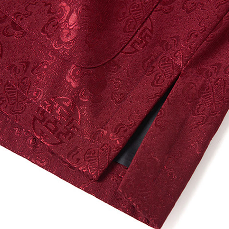 Buddha Stones Embroidery Pattern Stand Collar Long Sleeve Men's Tang Suit Jacket With Pockets - image 10