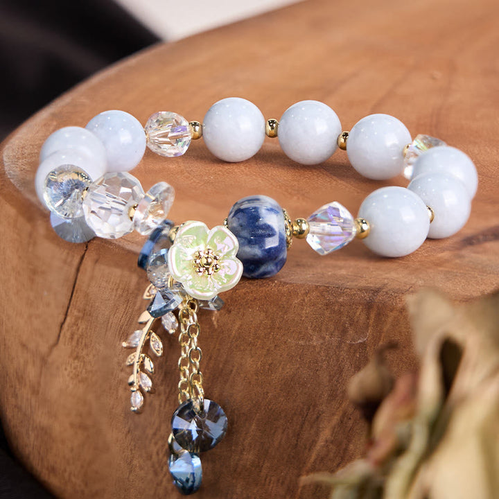 Buddha Stones "Sending You Peace and Grace" Blue Crystal Flower Bracelet Includes Gift Message Card - image 4