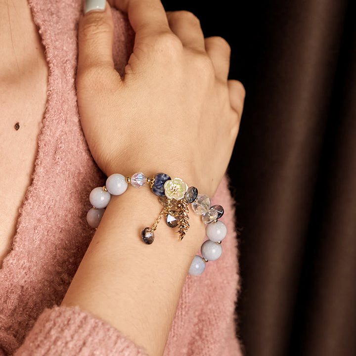 Buddha Stones "Sending You Peace and Grace" Blue Crystal Flower Bracelet Includes Gift Message Card - image 5