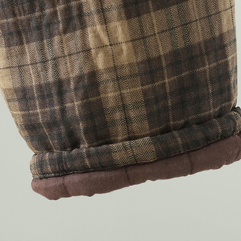 Buddha Stones Multi-color Plaid Pattern Cotton-padded Women's Harem Thermal Pants With Pockets - image 8