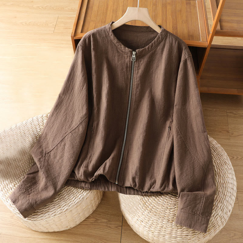 Buddha Stones Women's Cotton Zipper Design Double Layer Long Sleeve Jacket With Pockets - Sienna - US8-10，UK/AU12-14，EU40-42 (2XL) - image 21