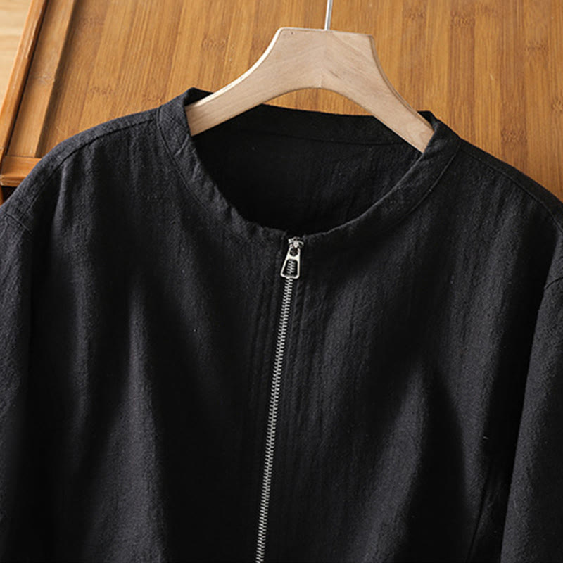 Buddha Stones Women's Cotton Zipper Design Double Layer Long Sleeve Jacket With Pockets - image 3