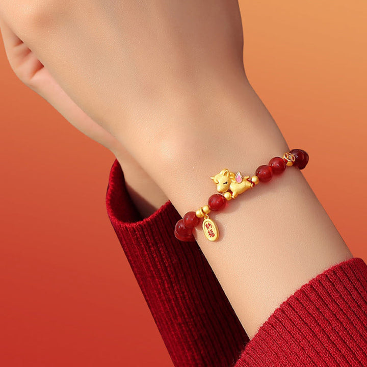 Buddha Stones 925 Sterling Silver Year Of The Horse Red Agate Lucky Fortune Confidence Bracelet - image 6