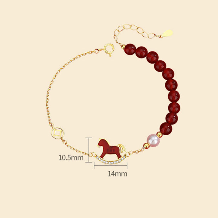 Buddha Stones 925 Sterling Silver Red String Red Agate Year Of The Horse Connection Bracelet - image 9