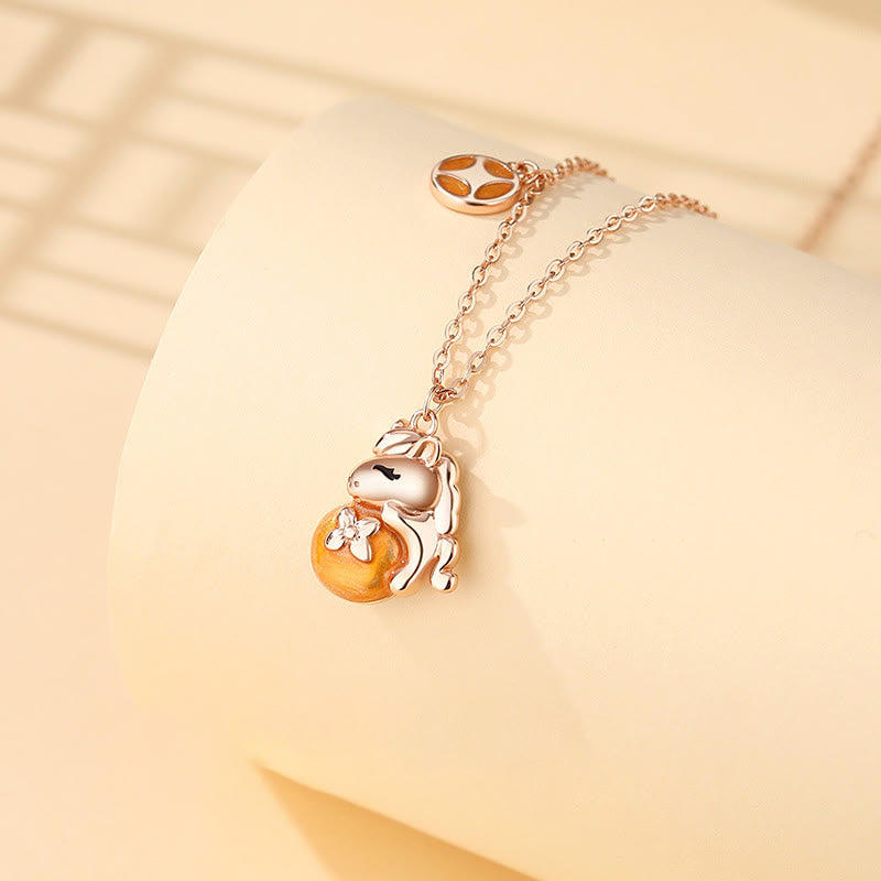 Buddha Stones 925 Sterling Silver Year Of The Horse Coins Design Blessing Necklace Pendant - Horse Necklace - image 1