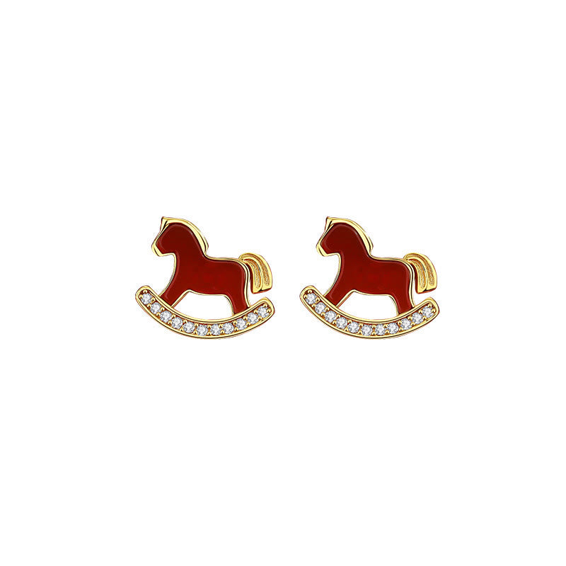 Buddha Stones 925 Sterling Silver Year Of The Horse Design Red Agate Confidence Earrings - image 3