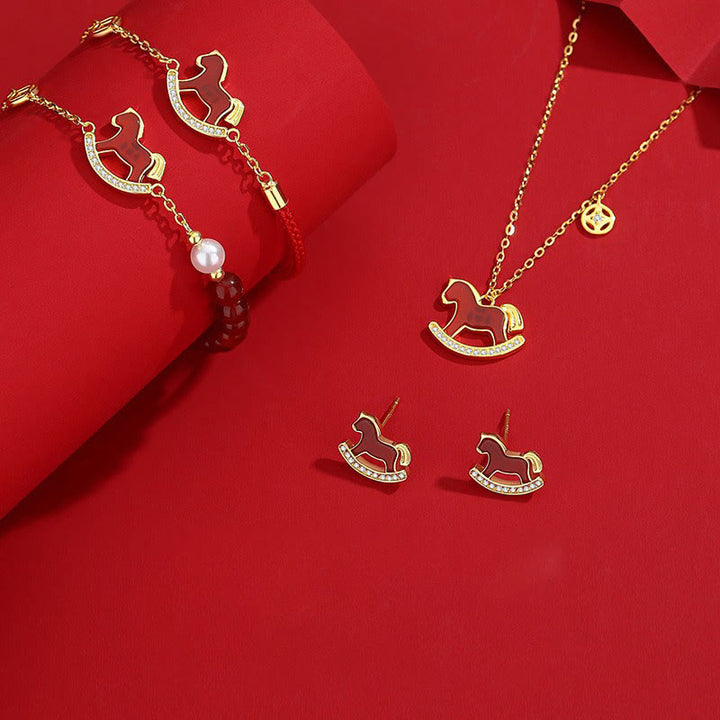 Buddha Stones 925 Sterling Silver Year Of The Horse Design Red Agate Confidence Earrings - image 22