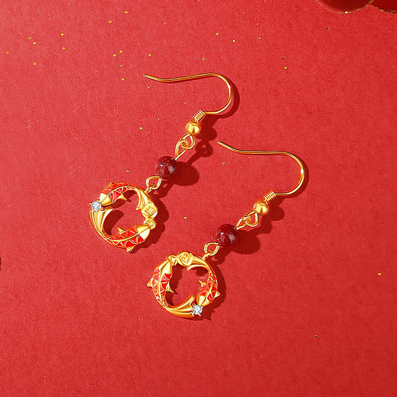 Buddha Stones 925 Sterling Silver Plated 18k Gold Koi Fish Symbol Design Protection Earrings - Golden Koi Fish Earrings - image 3