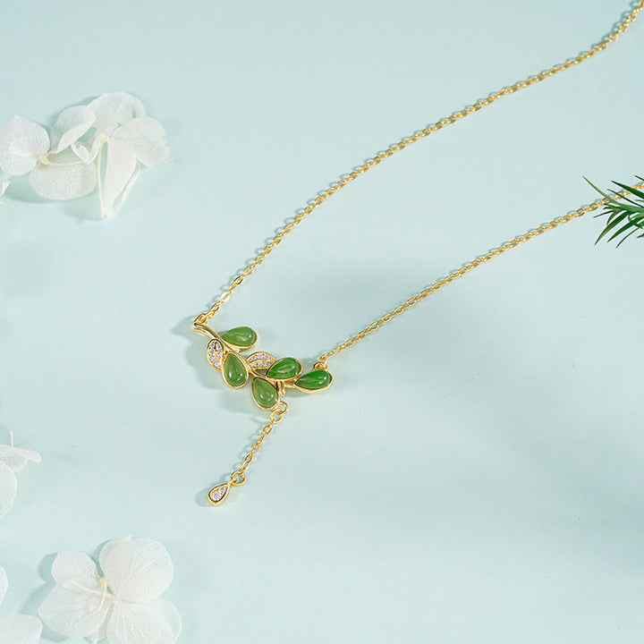 Buddha Stones 925 Sterling Silver Green Jasper Leave Design Balance Earrings - 925 Sterling Silver Necklace - image 13